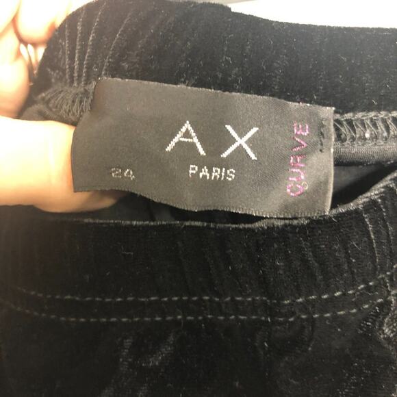 Armani Exchange AX Paris Curve Black Velvet Skinny Pants Elastic Waist Lounge 24 - Picture 4 of 5
